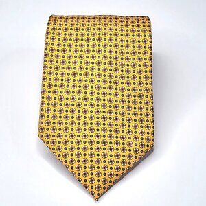 Lauren Ralph Lauren MEN'S TIE Yellow Geometric Hand Made In USA Vintage